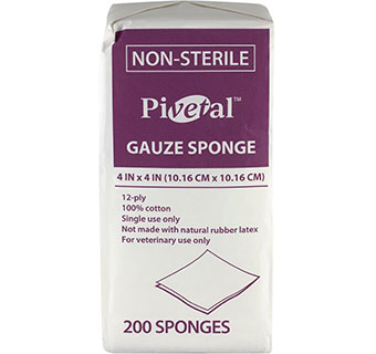 PIVETAL® ECONOMY GAUZE SPONGE 4 IN X 4 IN 12-PLY 200/PKG