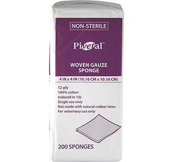 PIVETAL® WOVEN GAUZE SPONGE 4 IN X 4 IN 12-PLY 200/PKG