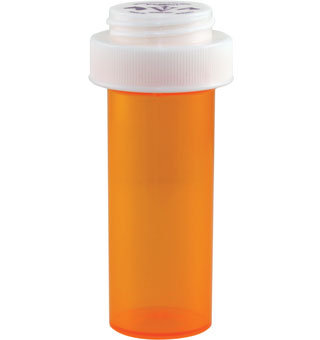 PIVETAL® AMBER PLASTIC PRESCRIPTION VIALS 8 DRAM REVERSIBLE CAP 410/PKG