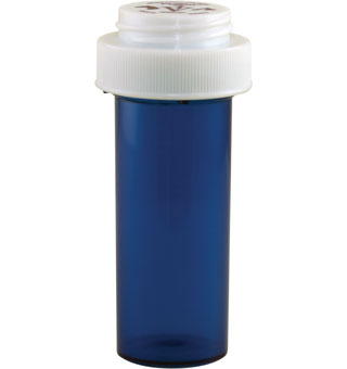 PIVETAL® COBALT BLUE PLASTIC PRESCRIPTION VIALS 8 DRAM REVERSIBLE CAP 410/PKG