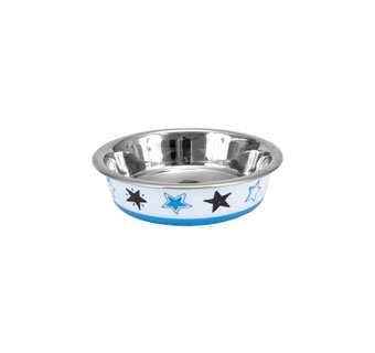 MASLOW™ NON-SKID CAT BOWL 6 OZ STAINLESS STEEL BLUE/WHITE