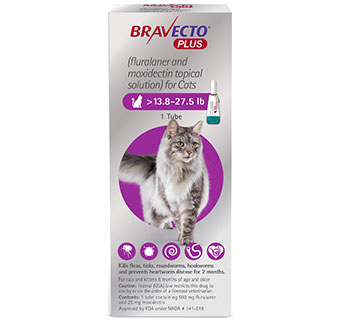 BRAVECTO™ PLUS TOPICAL SOLUTION FOR CATS 13.8-27.5 LB PURPLE 500 MG 10 DOSES