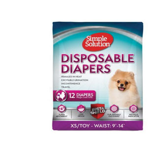 SIMPLE SOLUTION® FEMALE DOG DIAPER DISPOSABLE XS/TOY 12/PKG