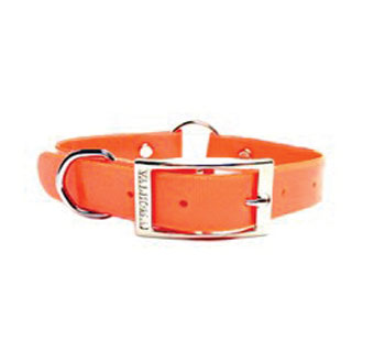 971 HUNTING DOG COLLAR WITH CENTER RING PLASTIC HOT ORANGE 1 IN X 16 IN