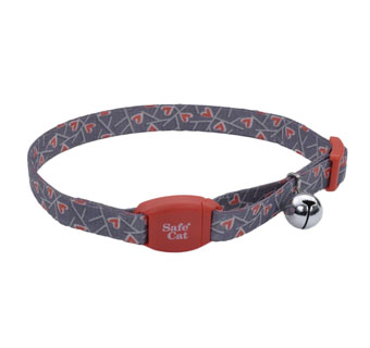 SAFE CAT® 07171 COLLAR WITH MAG BKL 8 - 12 IN X 3/8 IN SALMON HEART CHARCOAL