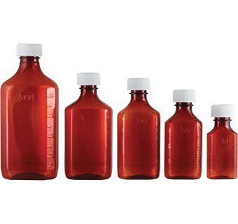 PIVETAL® LIQUID OVAL BOTTLE WITH CAP AMBER PLASTIC 8 OZ 50/PKG