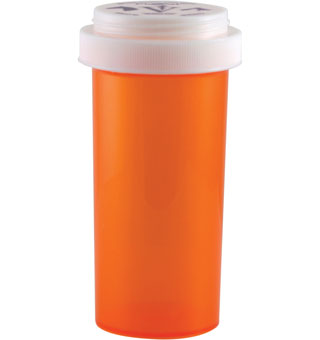 PIVETAL® AMBER PLASTIC PRESCRIPTION VIALS REVERSIBLE CAP 40 DRAM 130/PKG