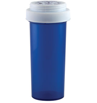 PIVETAL® COBALT BLUE PLASTIC PRESCRIPTION VIALS REVERSIBLE CAP 30 DRAM 195/PKG