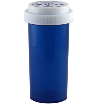 PIVETAL® COBALT BLUE PLASTIC PRESCRIPTION VIALS 40 DRAM REVERSIBLE CAP 130/PKG