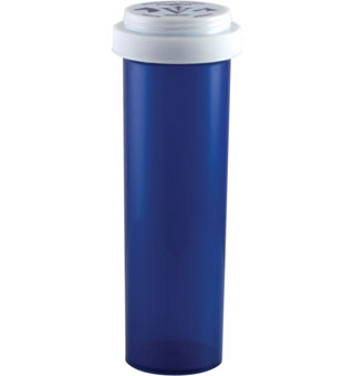 PIVETAL® COBALT BLUE PLASTIC PRESCRIPTION VIALS REVERSIBLE CAP 60 DRAM 90/PKG