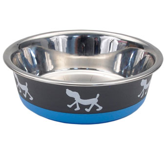 MASLOW™ NON-SKID DOG BOWL 28 OZ STAINLESS STEEL BLUE/GRAY