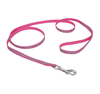 LAZER BRITE® 46336 ADJ DOG LEASH 3/8 IN X 6 FT PINK ZEBRA