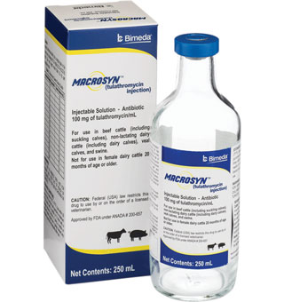 MACROSYN™ INJECTION (TULATHROMYCIN 100 MG/ML) 250 ML 1/PKG (RX)